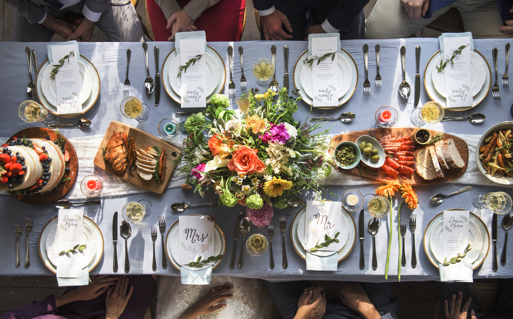 Top Down View Of Wedding Breakfast