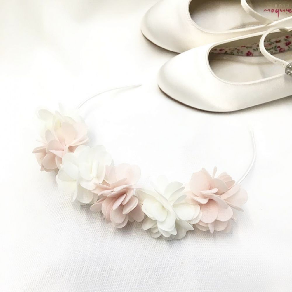 Gabriella Blush and Ivory Flower Crown Hair Band