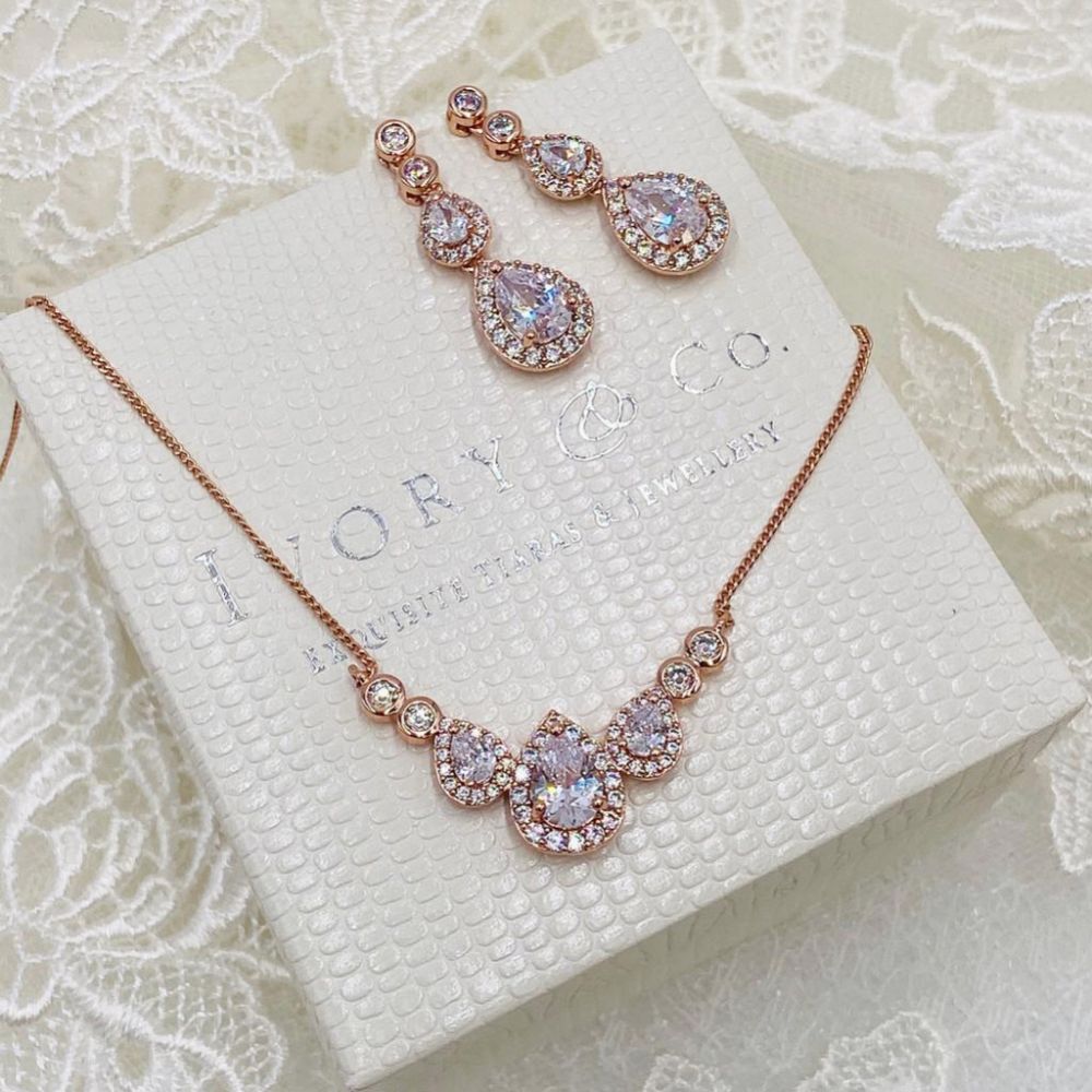 Ivory and Co Sorbonne Rose Gold Bridal Jewelry Set