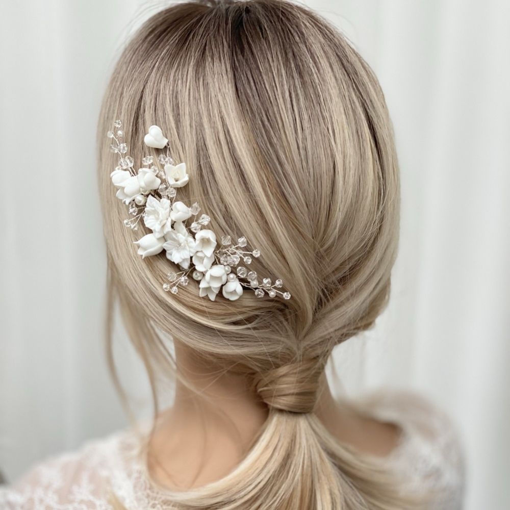 Lily of the Valley Porcelain Flowers Hair Comb