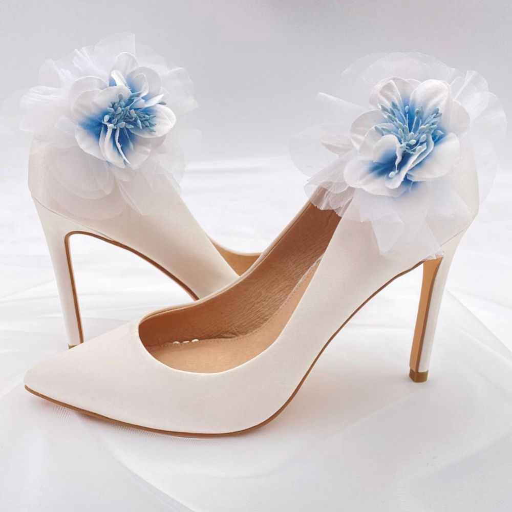 Perfect Bridal Apple Blue Flower Shoe Clips