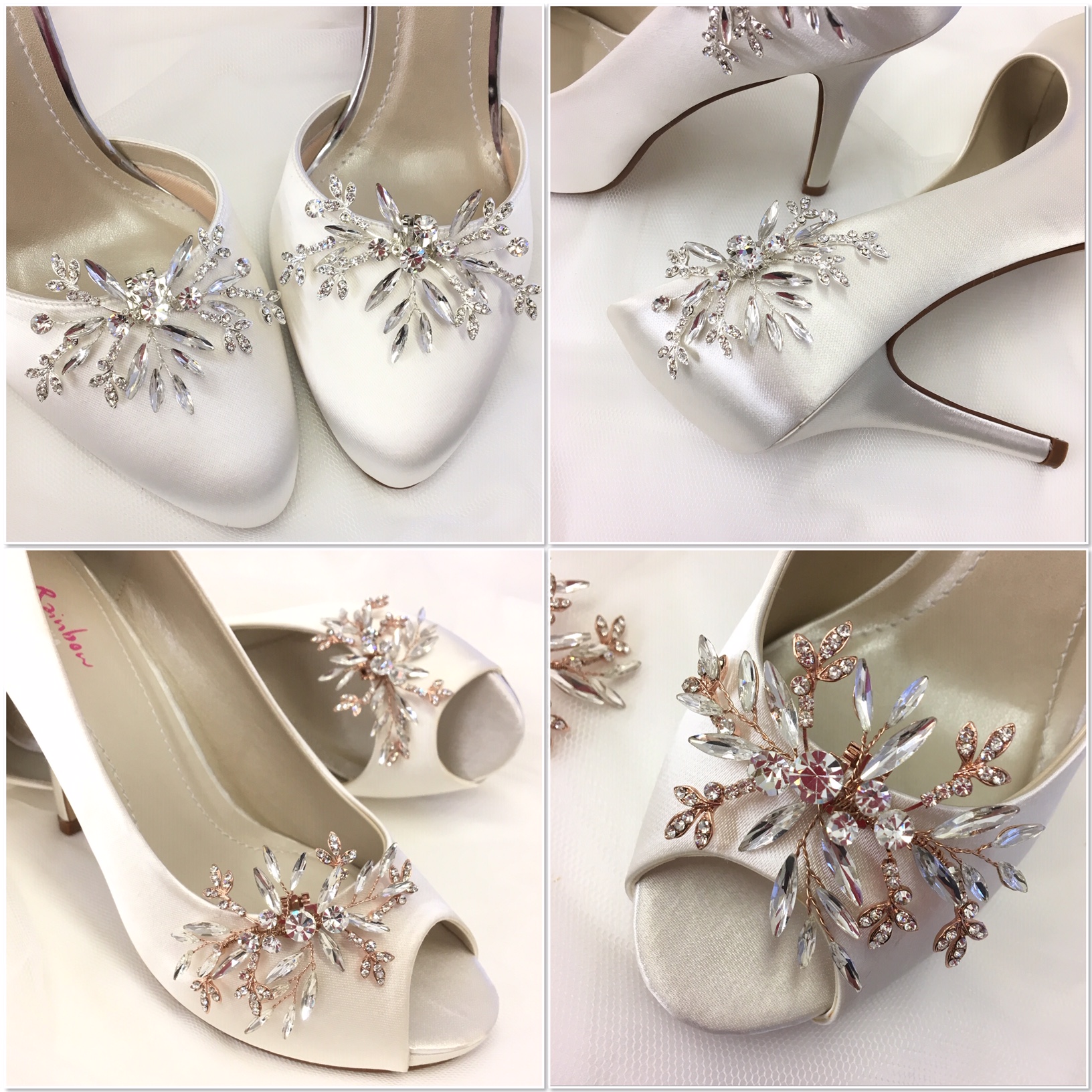 Silver and rose gold shoe clips