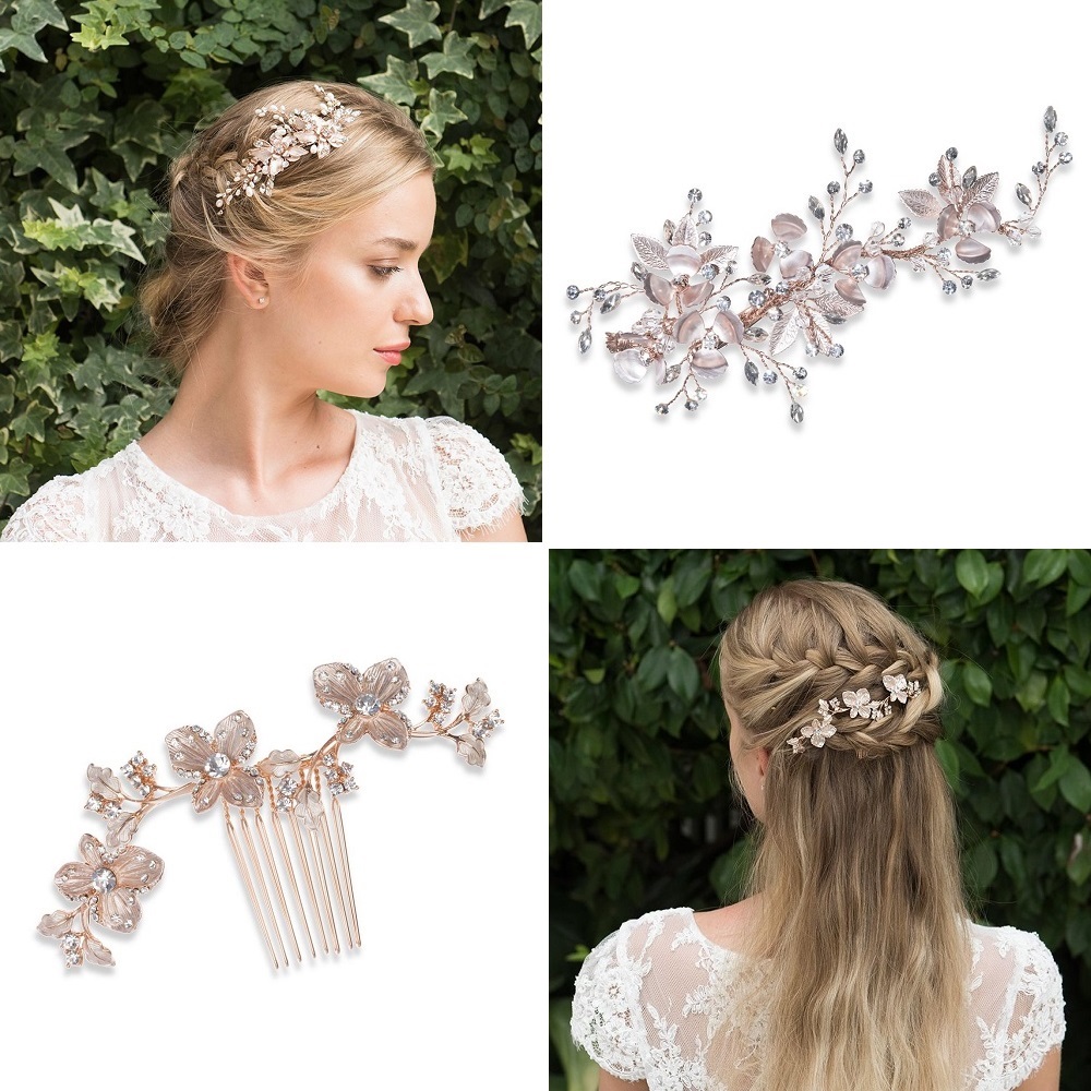 Siren and Petunia rose gold hair accessories