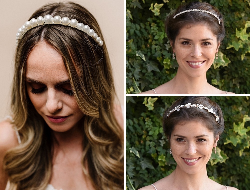 Cerchietto Per Capelli Con Perle Color Avorio E Fiori - Accessorio Elegante Da Sposa, Damigella E Festa